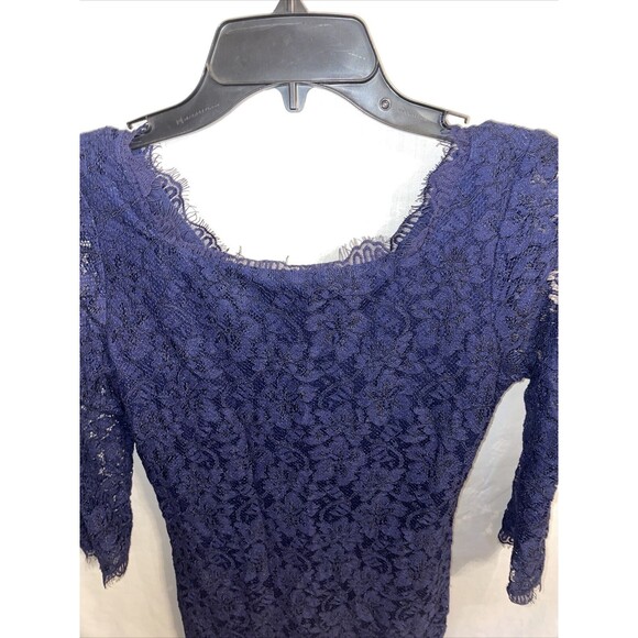 Diane Von Furstenberg Laced Dress Women’s Size 2 Blue 3/4 Sleeve MIDI - Picture 5 of 12